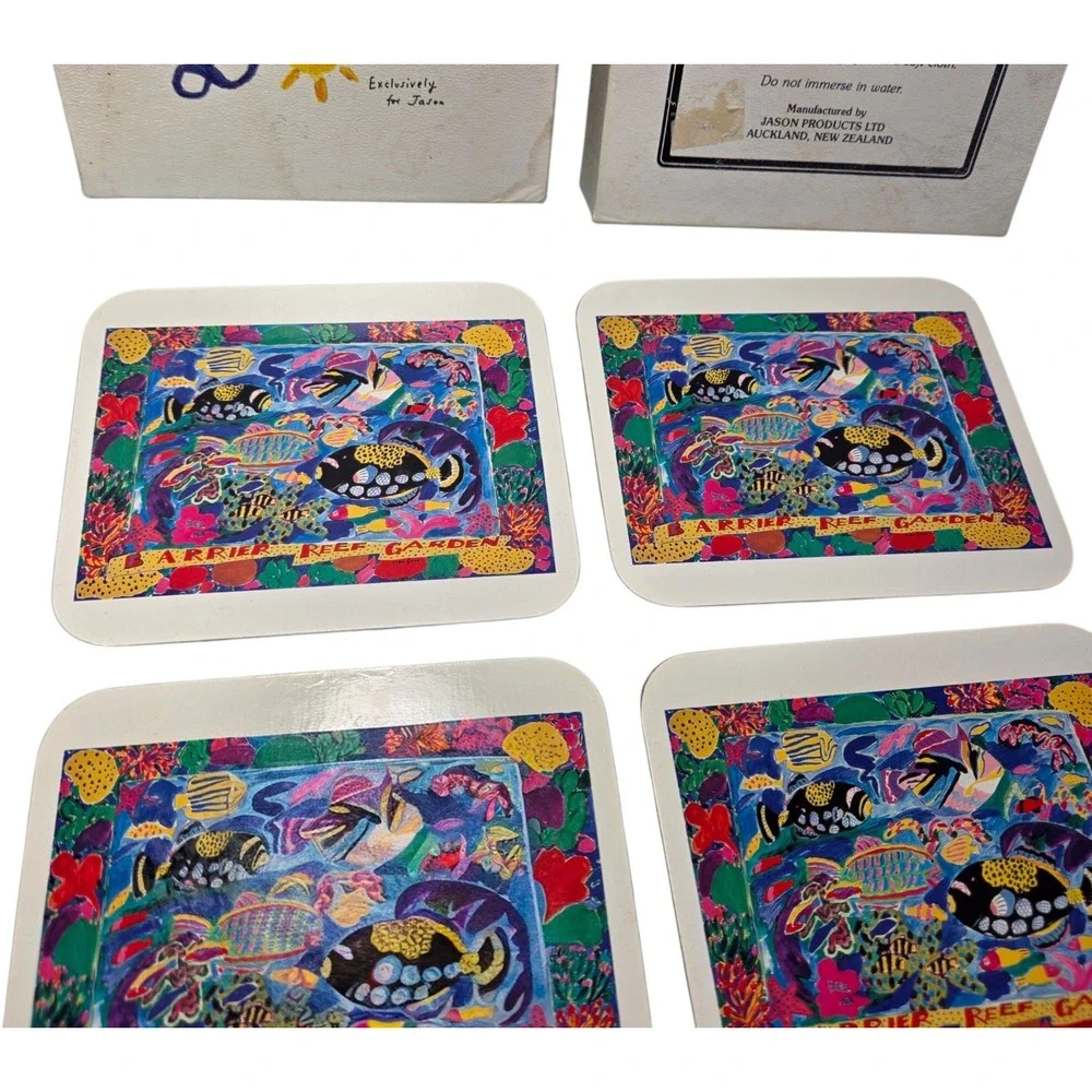 Ken Done Barrier Reef Garden Tropical Fish Art Coaster Vibrant Color Kitchen Bar